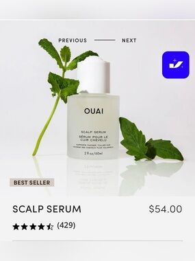 OUAI White Serum Bottle with Frosted Glass and White Cap